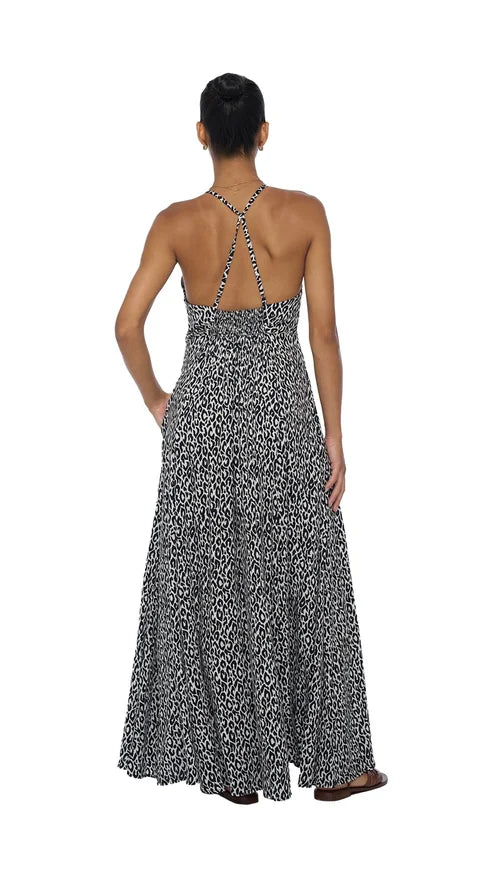 Khush Fierce of White Animal Maxi Lilia Dress