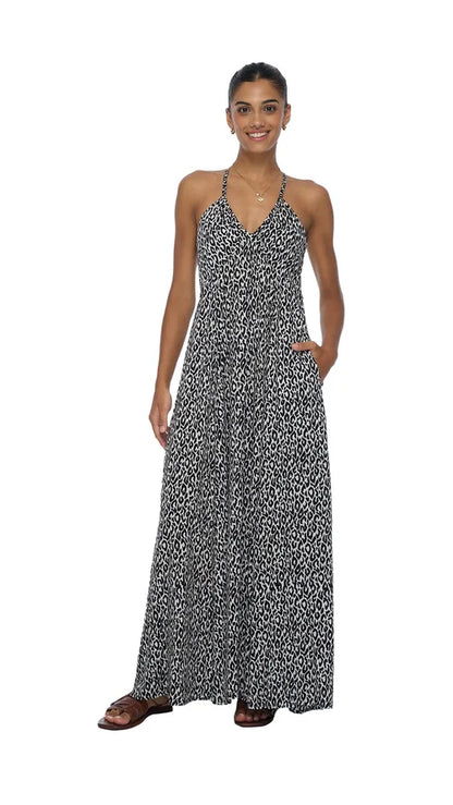 Khush Fierce of White Animal Maxi Lilia Dress
