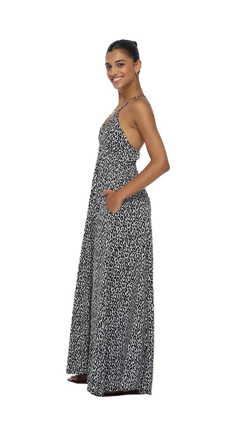 Khush Fierce of White Animal Maxi Lilia Dress