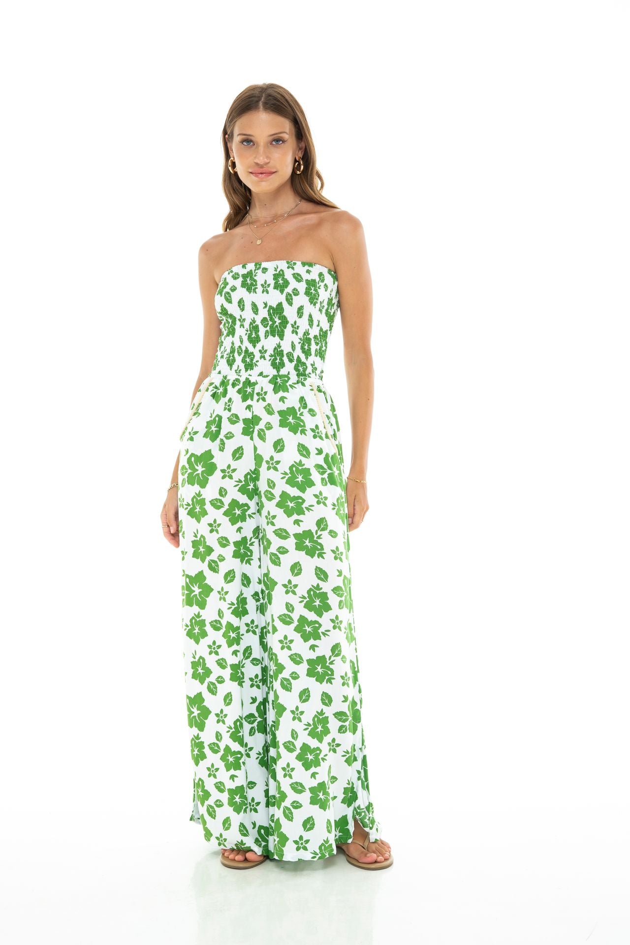 Green Hibiscus Jumpsuit