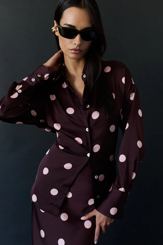 Nia Wine Polka Dot Jules Top