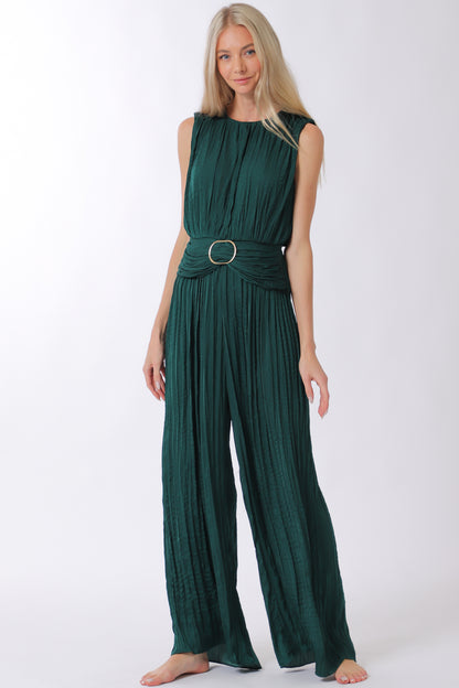 Samantha Buckle Waisted Pleated Jumpsuit