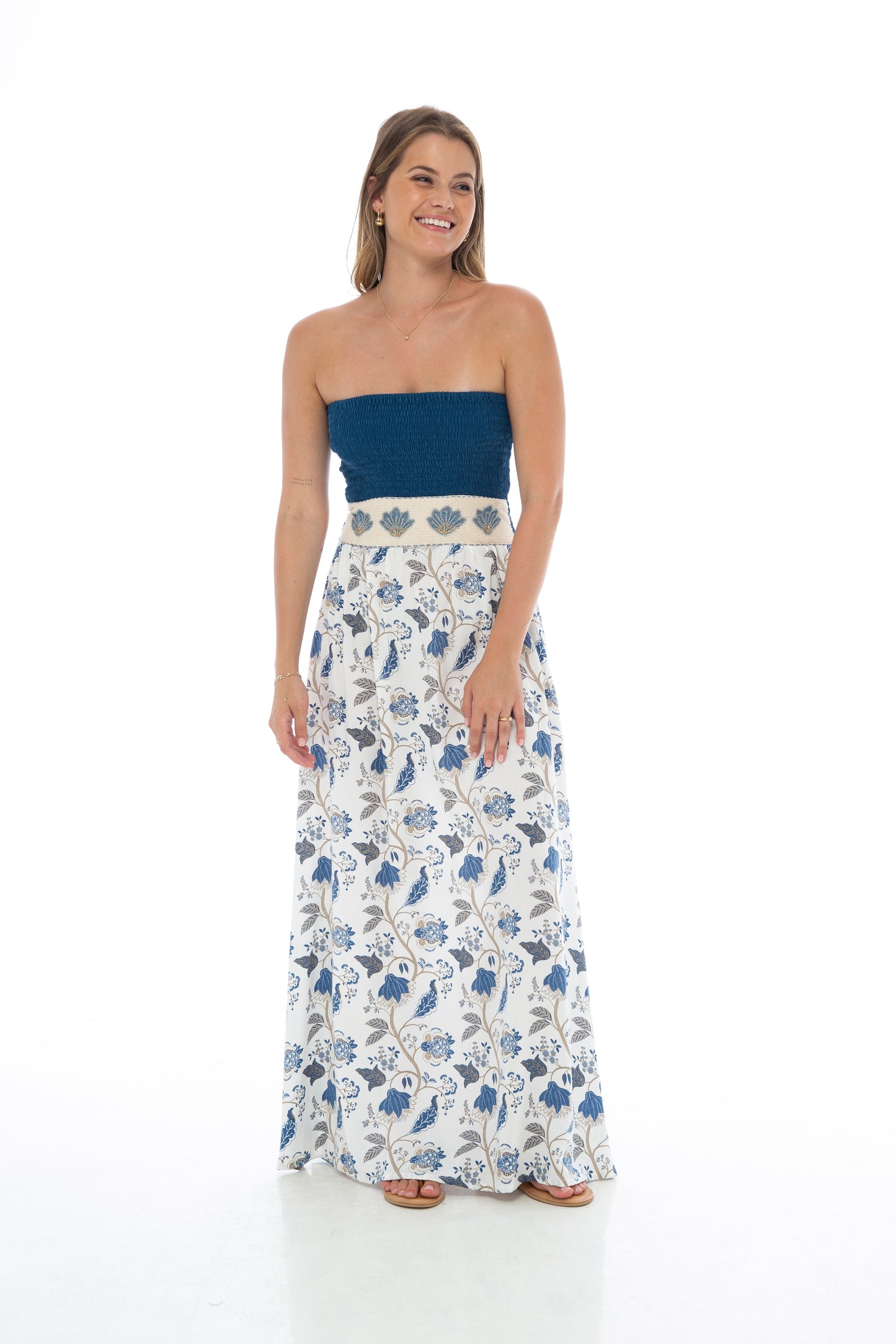 Strapless Flower Maxi Dress (Assorted Colors)