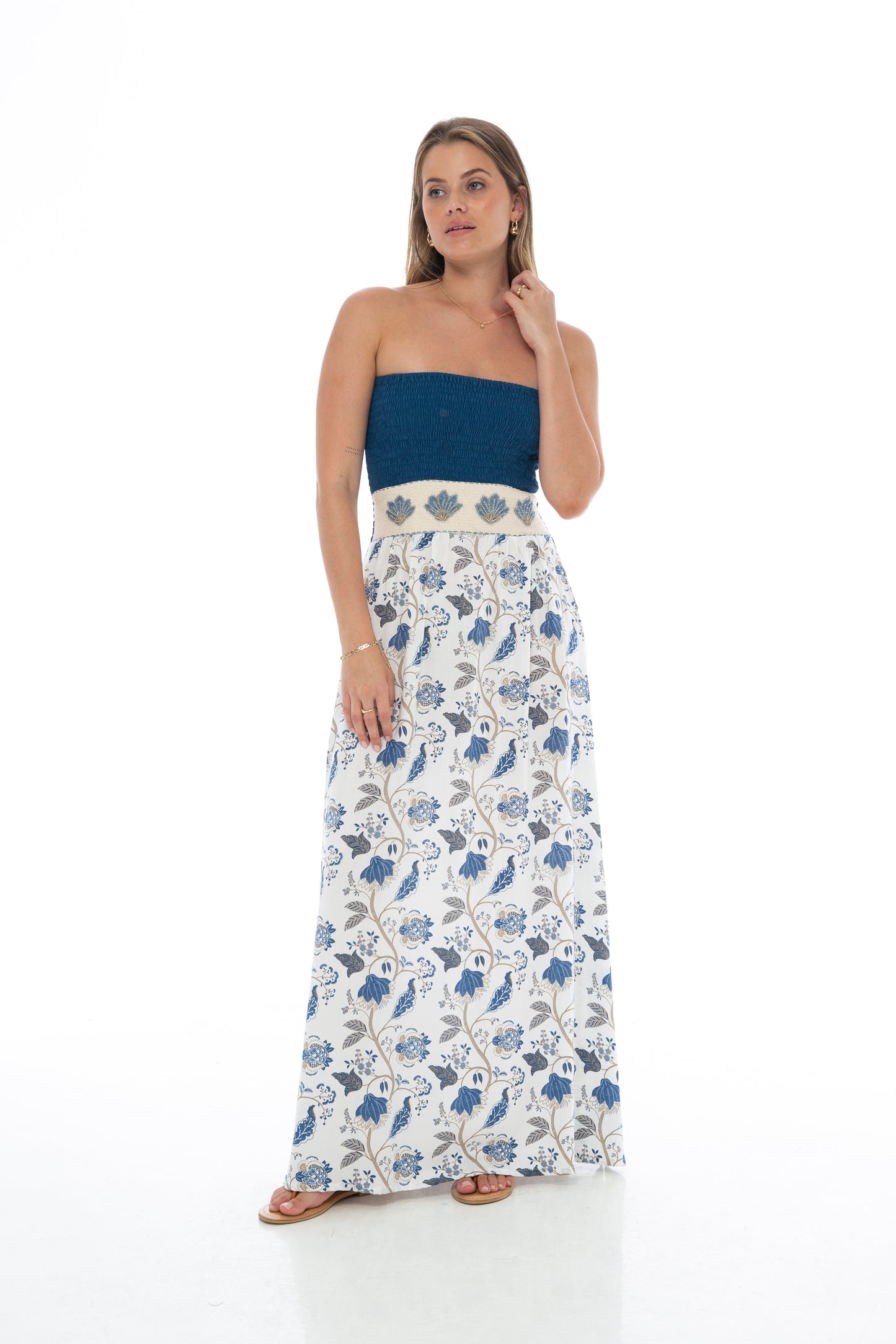 Strapless Flower Maxi Dress (Assorted Colors)