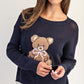 Teddy Bear Graphic Open Knit Sweater (Assorted Colors)
