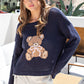 Teddy Bear Graphic Open Knit Sweater (Assorted Colors)