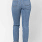 High Waist Slim w/ Side Fray Detail Judy Blue Jeans