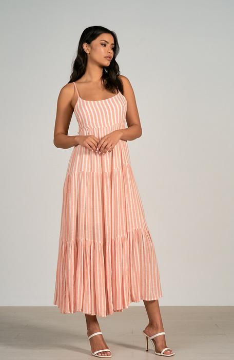 Coral Striped Maxi Dress