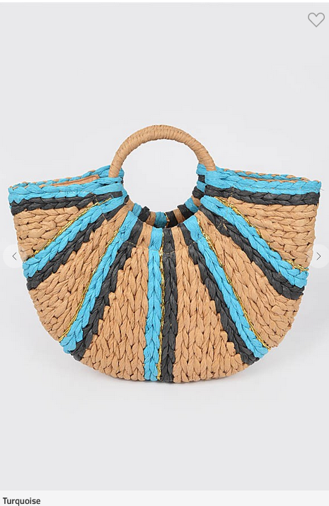 Two Toned Straw Tote Bag (Assorted Colors)