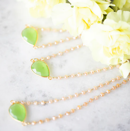 Green Garnet Beaded Necklace (Assorted Colors)