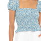 Floral Puff Sleeve Crop Top (Assorted Colors)