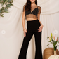 Black Rhinestone Mesh Crop Top