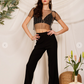 Black Rhinestone Mesh Crop Top