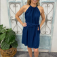 Ava Front Tie Halter Dress (Assorted Colors)