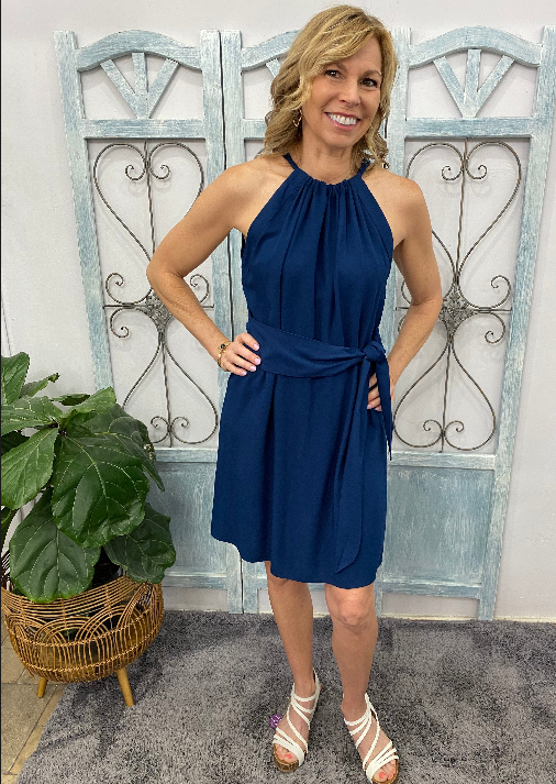 Ava Front Tie Halter Dress (Assorted Colors)