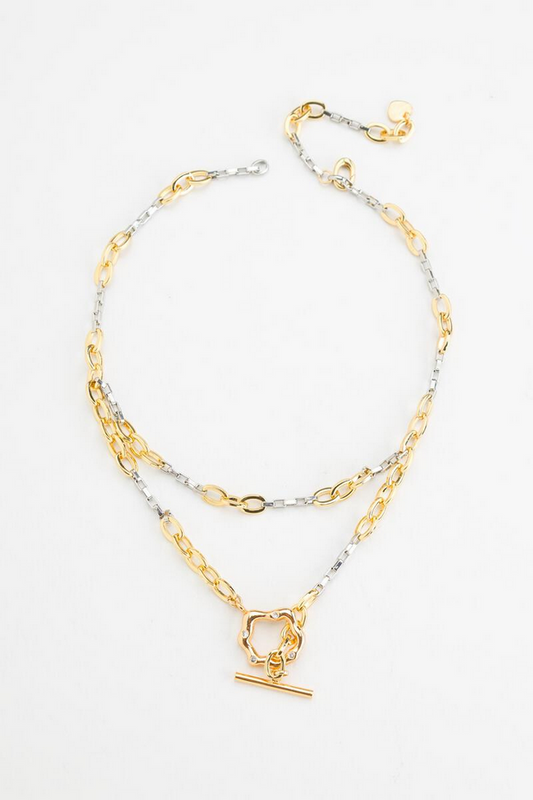 Mixed MetalDouble Chain Necklace