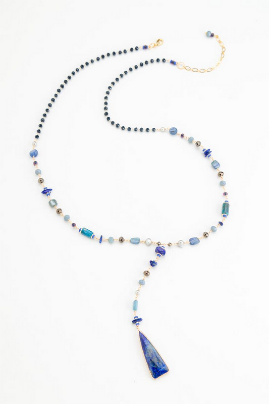 Blue Beaded Lariat