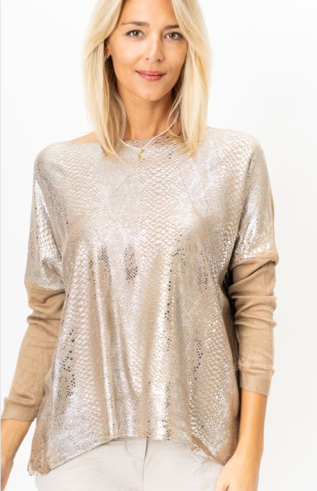 White Metallic Snake Print Top (Assorted Colors)