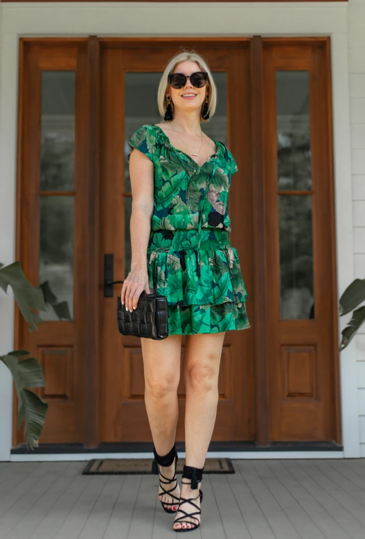 Maria Green Banana Leaf Short Dress