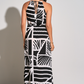 Black Barbados Geometric Print  Maxi Dress