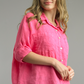 Fuchsia Two Pocket Linen Top