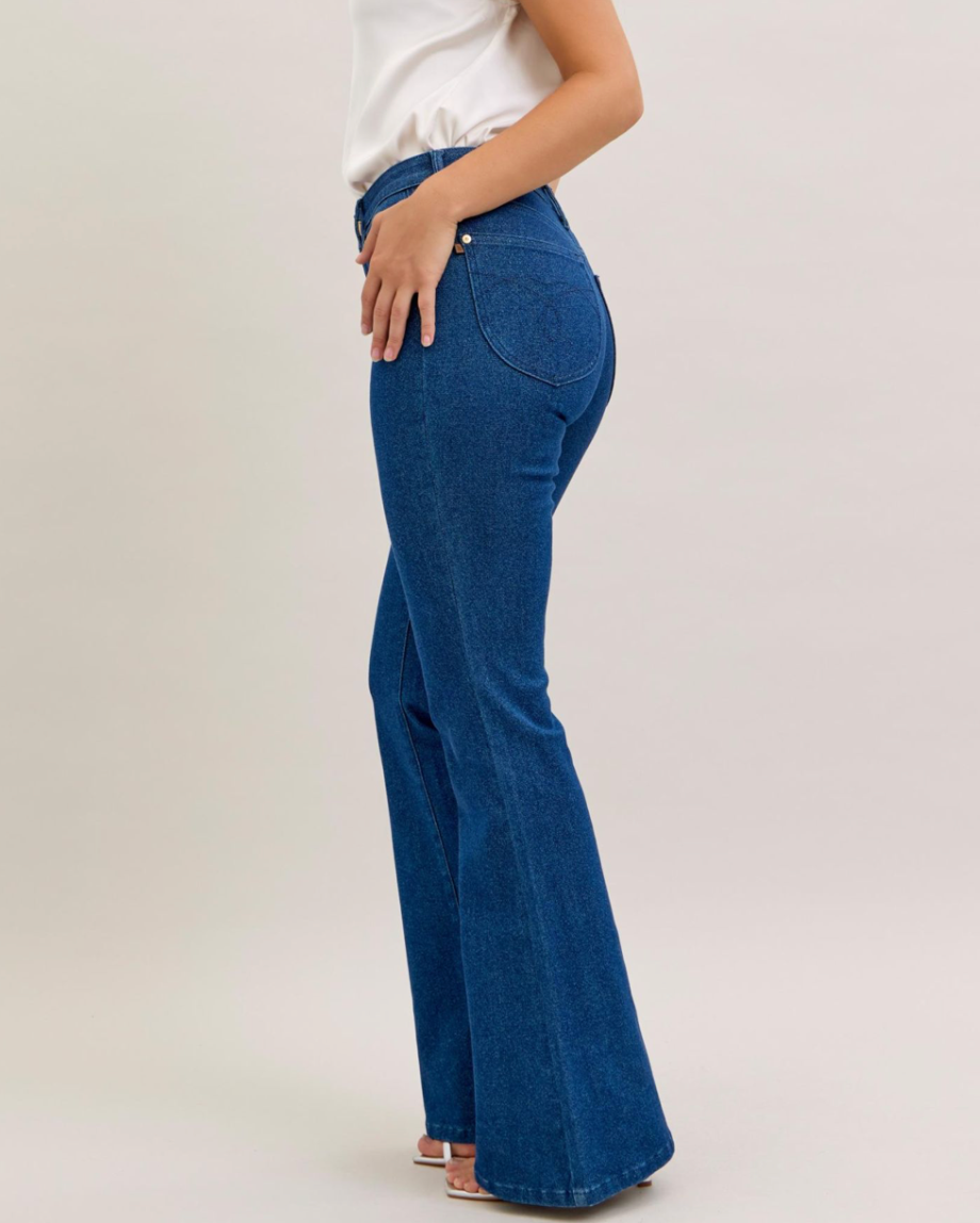 Dark Denim High-Waist Sparkle Flare Jeans
