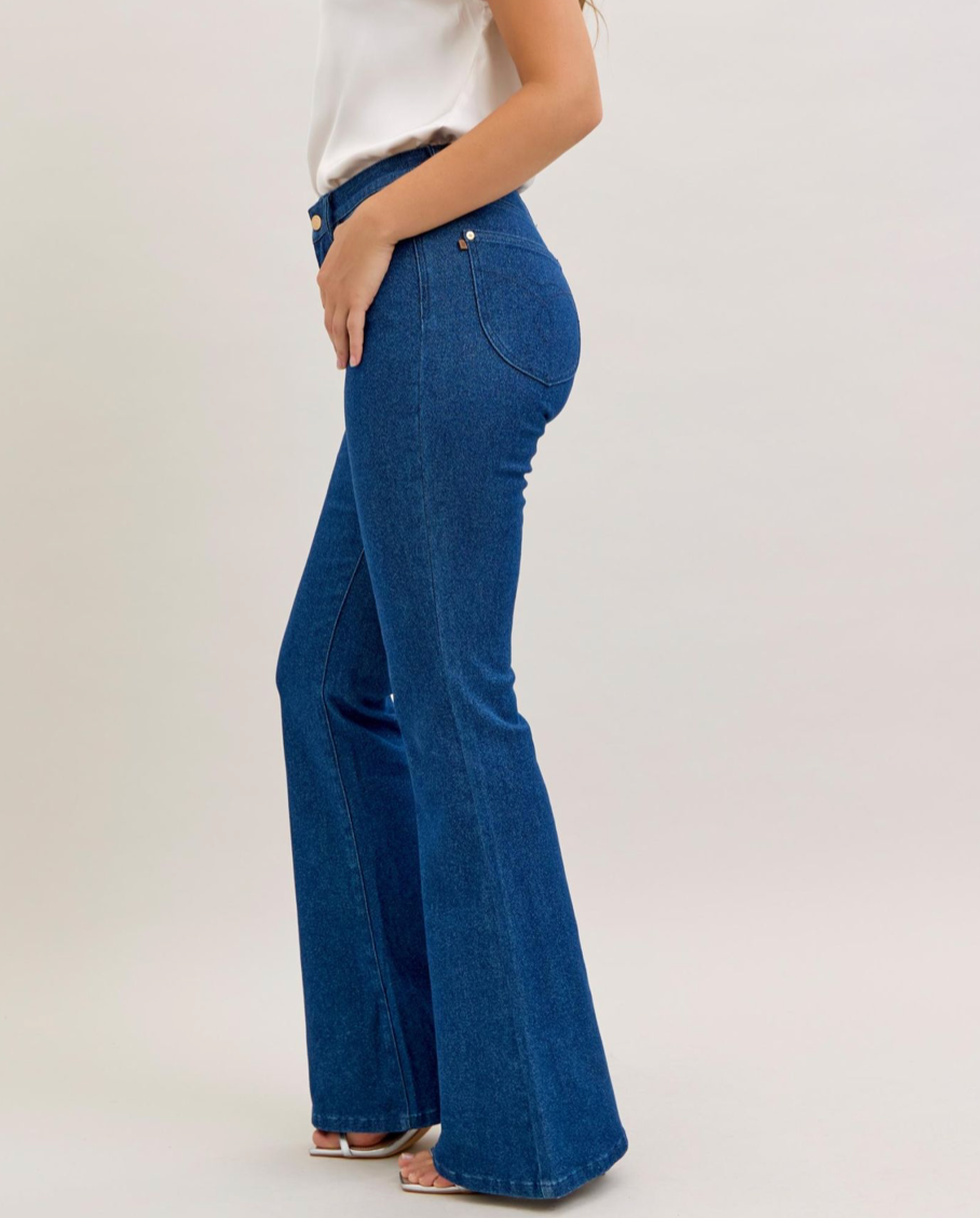 Dark Denim High-Waist Sparkle Flare Jeans