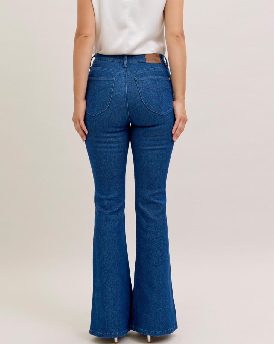 Dark Denim High-Waist Sparkle Flare Jeans