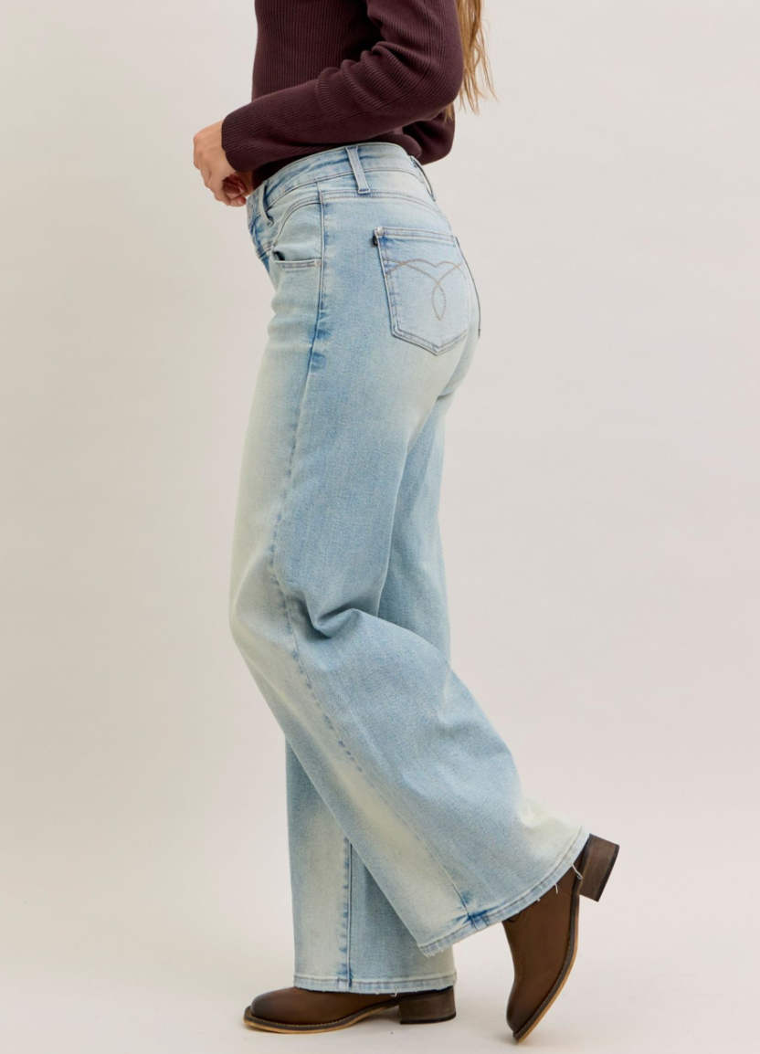 Medium Denim High-Waist Column Straight Jeans
