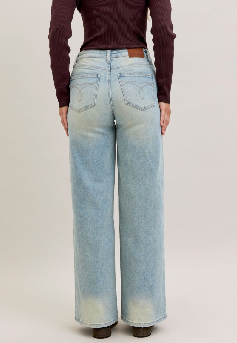 Medium Denim High-Waist Column Straight Jeans