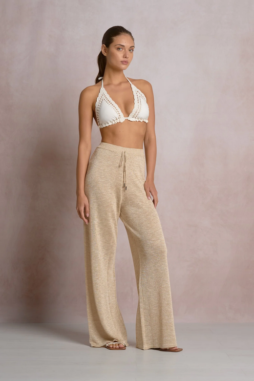 Kaui Drawstring Knit Wide-Leg Pants