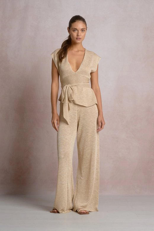 Kaui Drawstring Knit Wide-Leg Pants