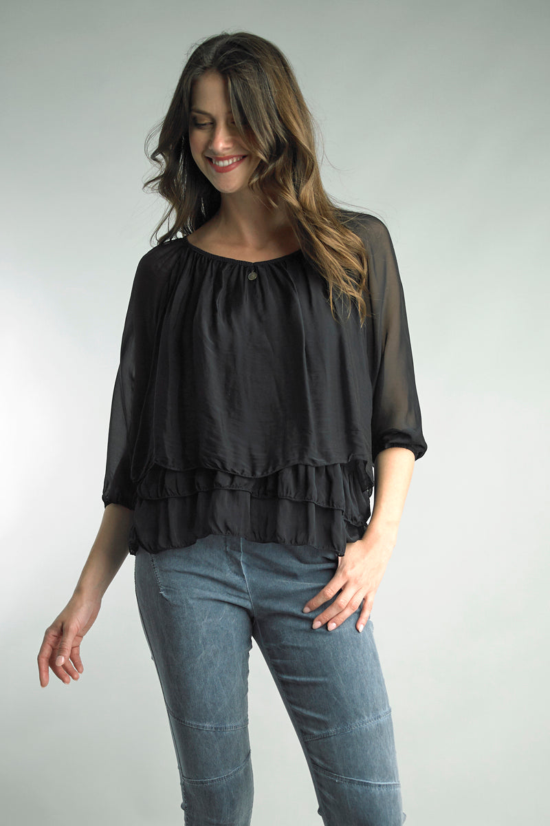 Three Tier Silk Top (Assorted Colors)