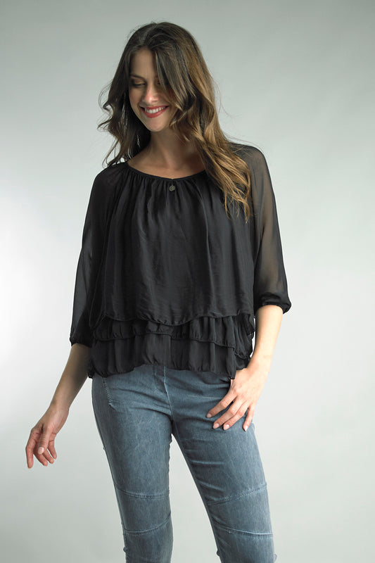 Three Tier Silk Top (Assorted Colors)