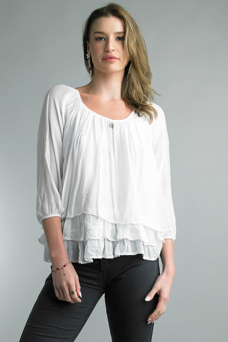 Three Tier Silk Top (Assorted Colors)