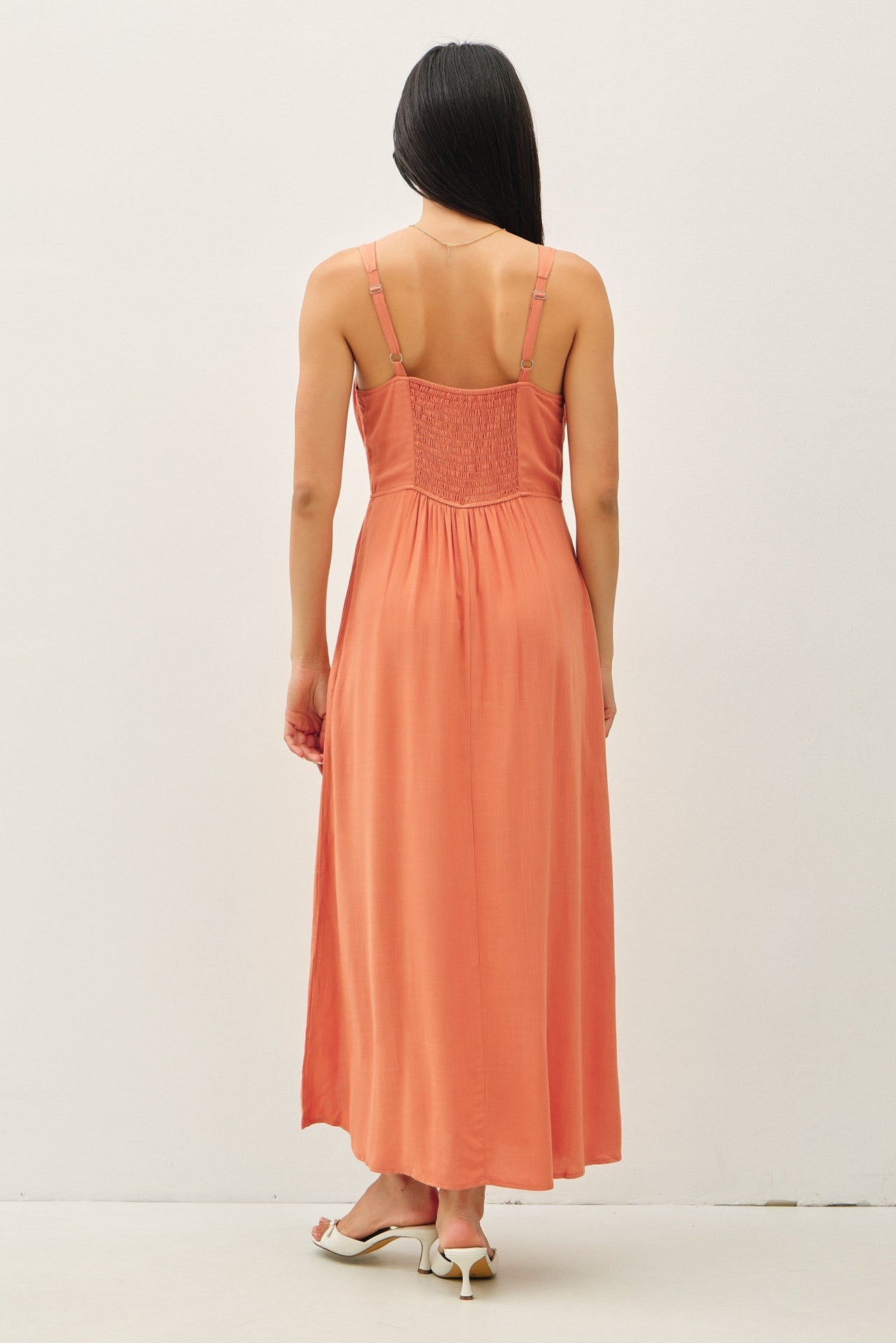 Peasant Midi Dress (Assorted Colors) Small / Apricot Peasant Midi Dress (Assorted Colors) Small / Apricot