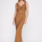Draped Midi Dress With Brooch Detail (Assorted Colors)