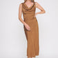 Draped Midi Dress With Brooch Detail (Assorted Colors)