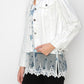Ivory Denim Jacket With Sparkly Stones