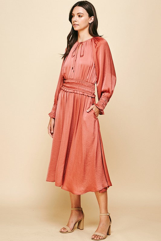 Dusty Coral Pleated Maxi Dress – Girls Downtown