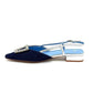 Low-heeled slide sandals in sky blue