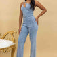 One Shoulder Denim Jumpsuit