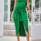 Emerald Green High Low Halter Dress