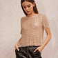 Gold Sequin Mesh Short Sleeve Top