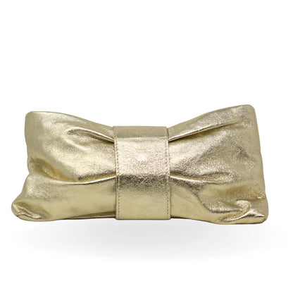 Gold Metallic Leather Bow Bag (Assorted Sizes)