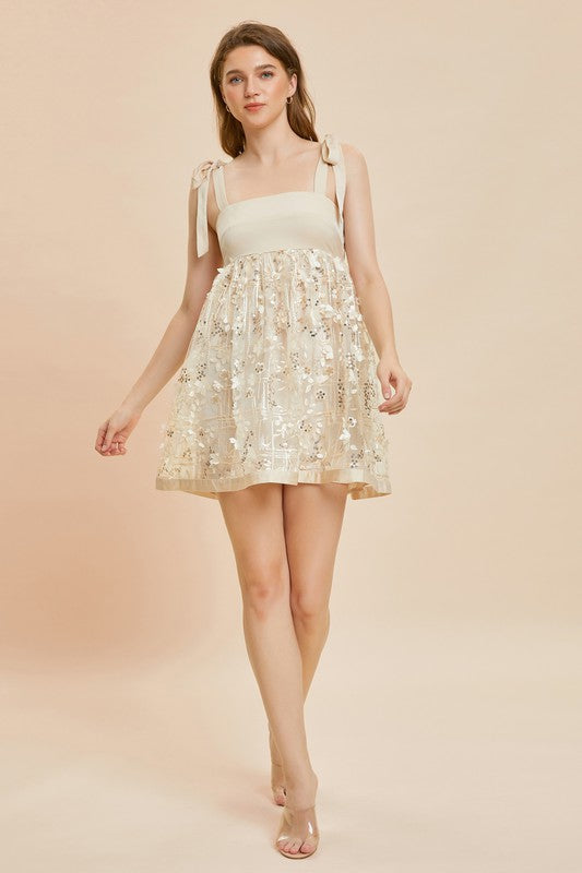 Champagne Floral Mini Dress