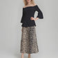 Pleated blouse off shoulder top with flared sleeves & sweep (Black)