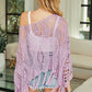 Lilac Crochet Fringe Poncho