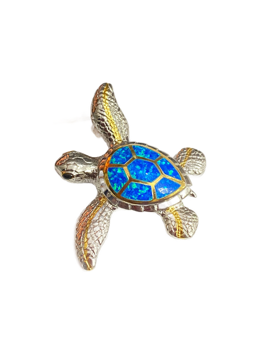 Blue Opal Turtle Pendant