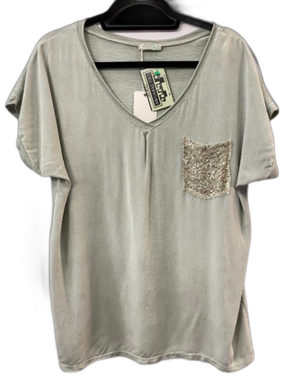 Sequin Pocket T-Shirt
